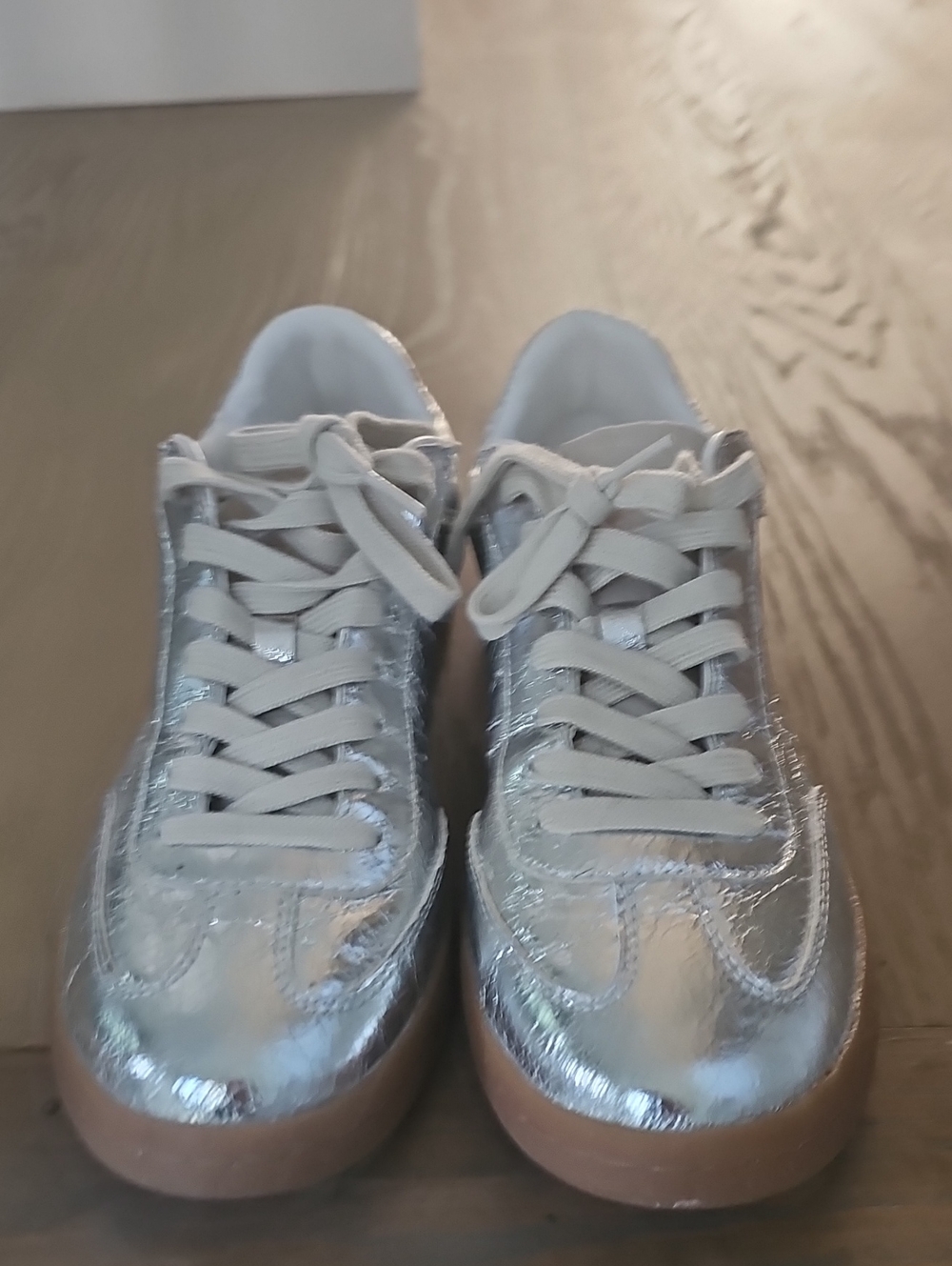 Metallic Silver Women's Casual Sneakers